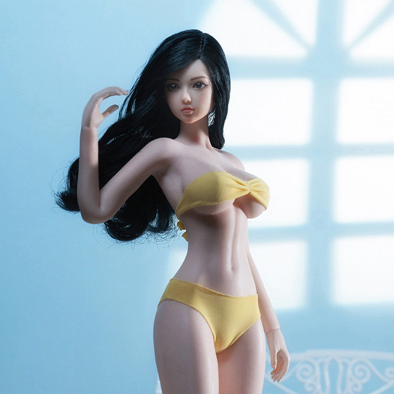 Cuerpo femenino superflexible sin costuras escala 1/6 pálido alto delgado busto grande (S41)