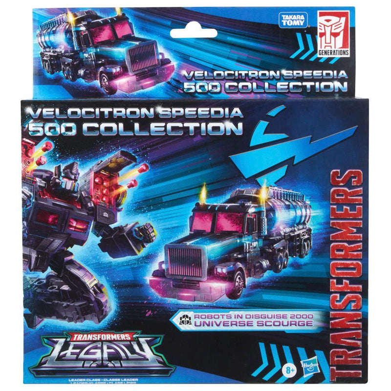 Hasbro Transformers Legacy Velocitron Speedia 500 Colección Líder Robots disfrazados 2000 Universe Scourge