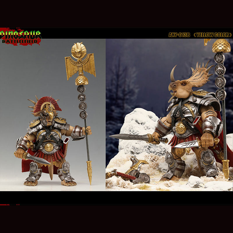 AXYTOYS AXY-013B Dinosaur Battlefield Ceratopsidae Dinosaur Legion (Deluxe Edition Yellow Ver.) 1/12 Scale Action Figure