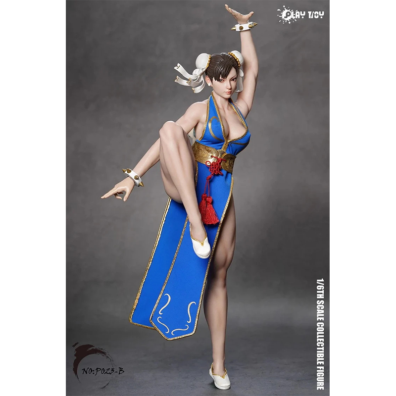 Spielspielzeug 1/6 P023B Fighting Goddess Chun-Li 2.0 Blaue ärmellose Cheongsam-Version