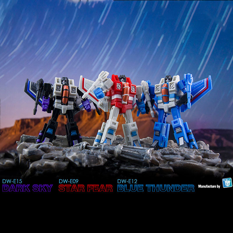 Dr.Wu DW-E09 Star Fear Starscream y DW-E12 Blue Thunder Thundercracker y DW-E15 Dark Sky Sky Warp Juego de 3