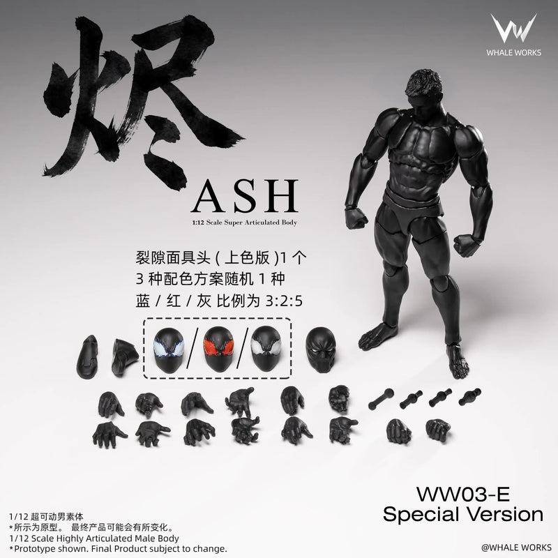 Whale Works 1/12 WW03E Super Articulated Male Body Ash Limited Black Skin Version