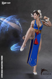 Play Toy 1/6 P023B Fighting Goddess Chun-Li 2.0 Blue Sleeveless Cheongsam Version