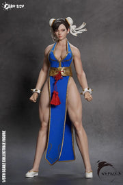 Play Toy 1/6 P023B Fighting Goddess Chun-Li 2.0 Blue Sleeveless Cheongsam Version