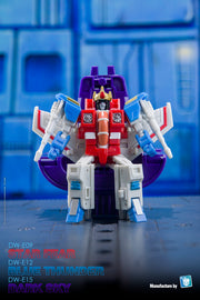 Dr.Wu DW-E09 Star Fear Starscream y DW-E12 Blue Thunder Thundercracker y DW-E15 Dark Sky Sky Warp Juego de 3