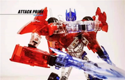 APC Toys APC-001 Attack Prime TFP Optimus Prime versión transparente con ruedas negras