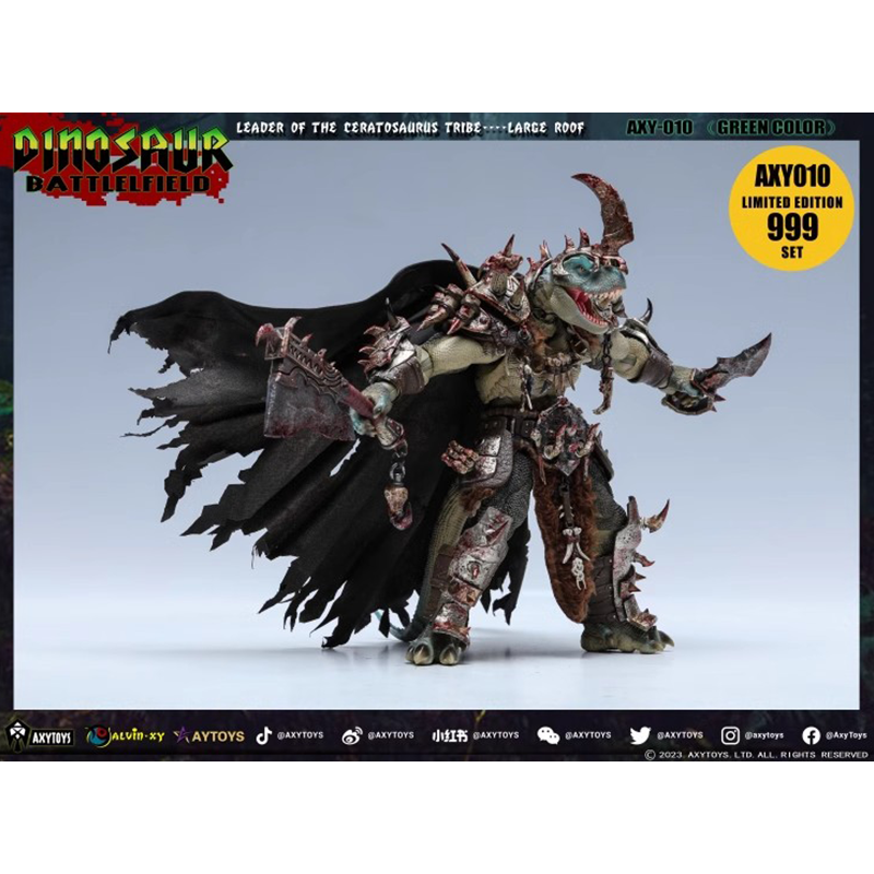 [Précommande] AXYTOYS AXY-010 Dinosaure Champ de bataille Chef de la tribu des Ceratosaures Larce Toit Version Verte