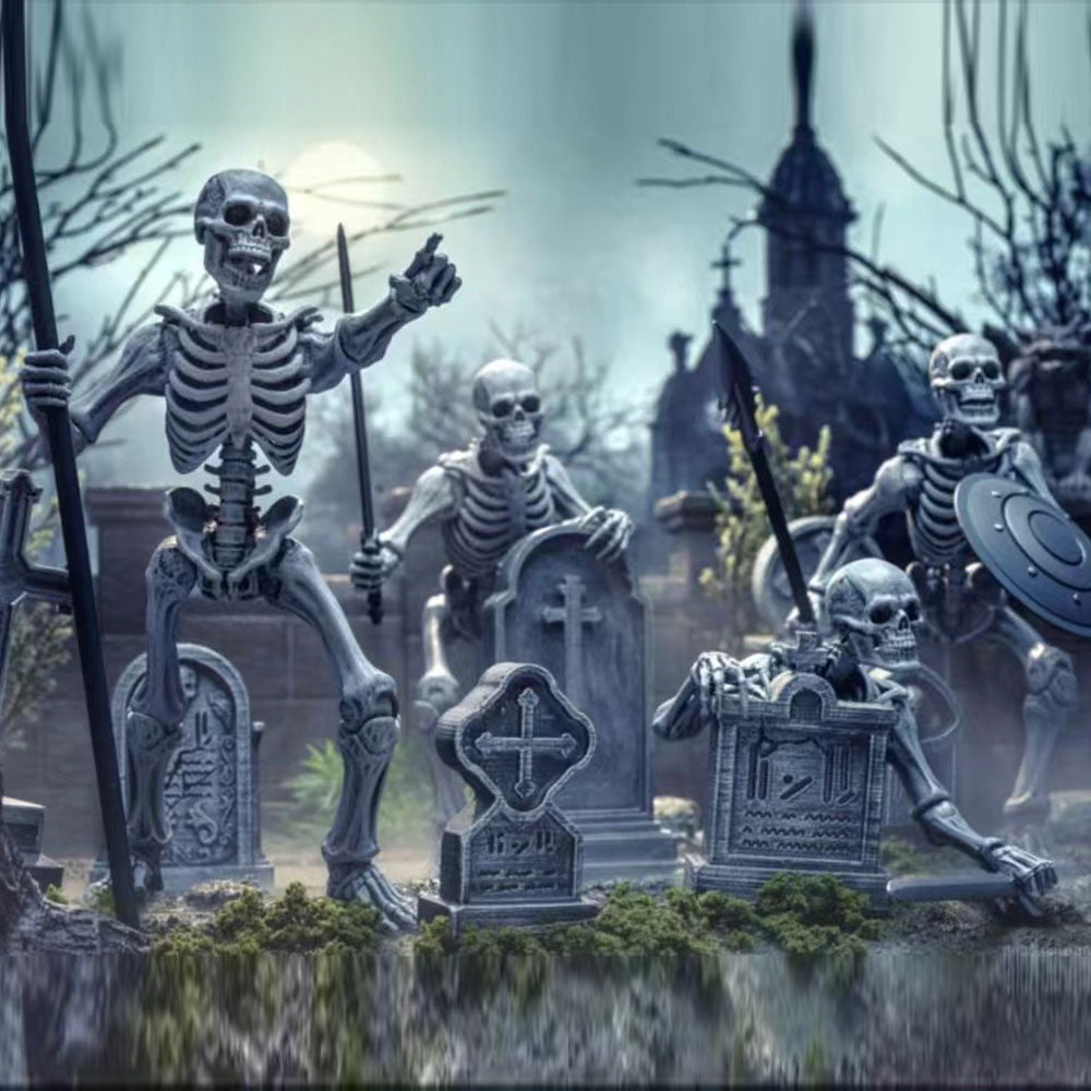 Figuras de acción de esqueletos del cementerio de los Cuatro Jinetes, paquete de cuatro