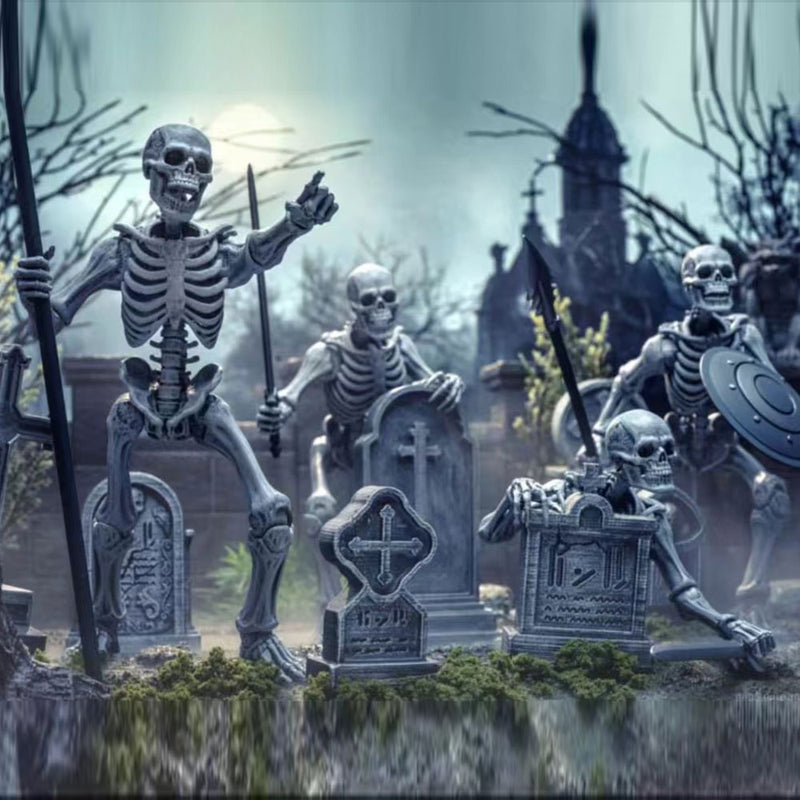 Figuras de acción de esqueletos del cementerio de los Cuatro Jinetes, paquete de cuatro