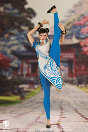 Star Man 1/6 MS-011 Female Fighter Chun-Li Blue Cloud Patterned White Cheongsam Version