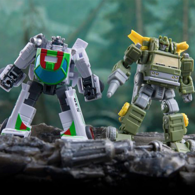 Dr.Wu &amp; Mechanic Studio DW-E30 Iron Jack Wheeljack &amp; DW-E24M FireFighters Inferno Shattered Glass Version, 2er-Set
