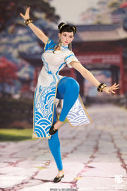 Star Man 1/6 MS-011 Female Fighter Chun-Li Blue Cloud Patterned White Cheongsam Version