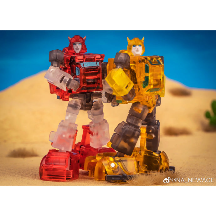 NewAge H25T Herbie Bumblebee &amp; H26T Vanishing Point Cliffjumper Clear Version Juego de 2