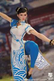 Star Man 1/6 MS-011 Female Fighter Chun-Li Blue Cloud Patterned White Cheongsam Version