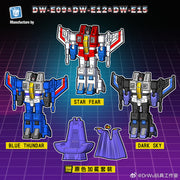 Dr.Wu DW-E09 Star Fear Starscream y DW-E12 Blue Thunder Thundercracker y DW-E15 Dark Sky Sky Warp Juego de 3