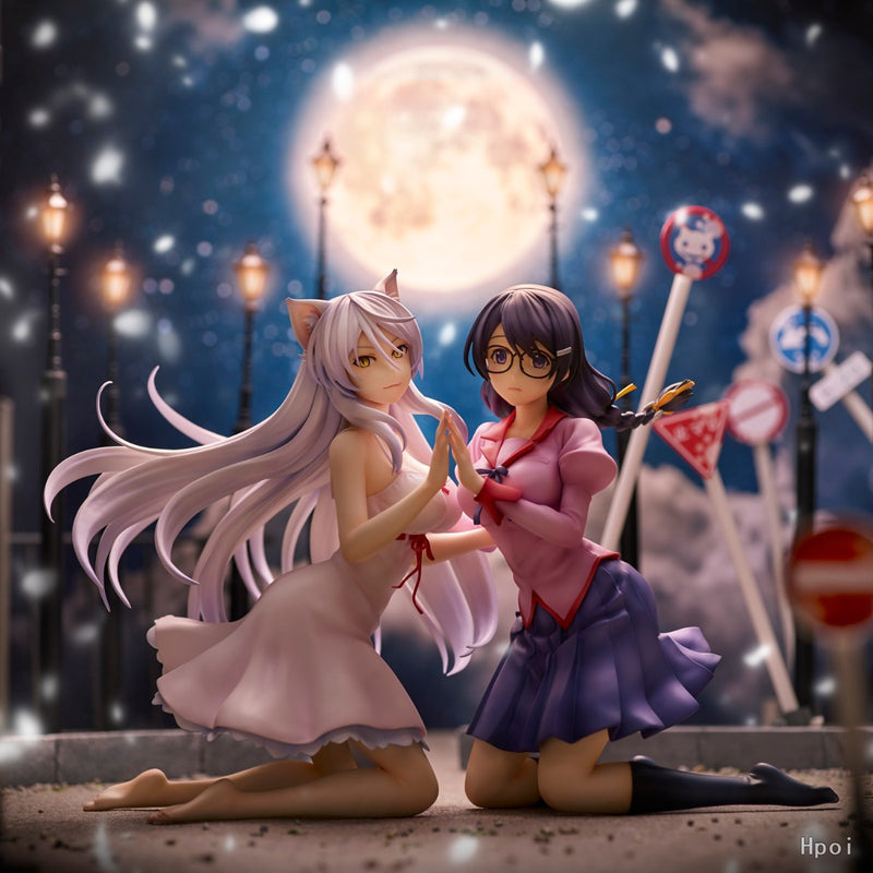 Union Creative Nekomonogatari Kuro Tsubasa Hanekawa y Black Hanekawa Figura Set (segunda reedición)