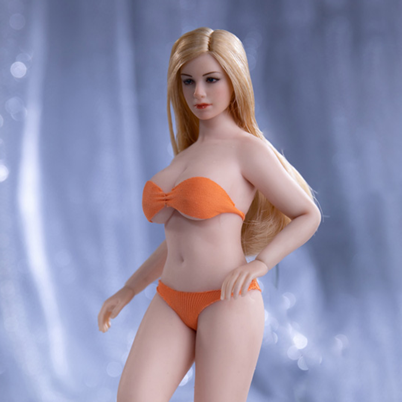 Tbleague Super-Flexible Mujer sin costuras escala 1/12 cuerpo de busto grande pálido (T05A/pies desmontables) 