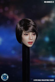 Super Duck Asiatische weibliche Kopfskulptur im Maßstab 1/6 SDH023C (schwarzes kurzes Haar) 
