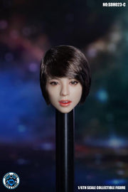 Super Duck Asiatische weibliche Kopfskulptur im Maßstab 1/6 SDH023C (schwarzes kurzes Haar) 