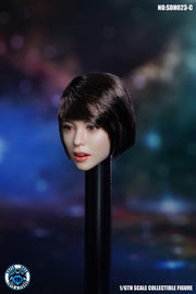 Super Duck Asiatische weibliche Kopfskulptur im Maßstab 1/6 SDH023C (schwarzes kurzes Haar) 
