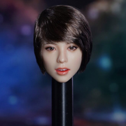 Super Duck Asiatische weibliche Kopfskulptur im Maßstab 1/6 SDH023C (schwarzes kurzes Haar) 