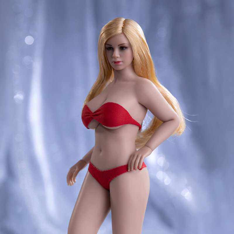 Tbleague Super-Flexible Mujer sin costuras 1/12 escala bronceado cuerpo de busto grande (T05B/pies desmontables) 
